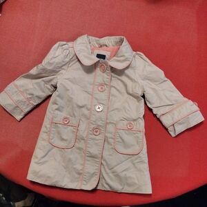 GAP Kids Raincoat in Beige with Pink Trim